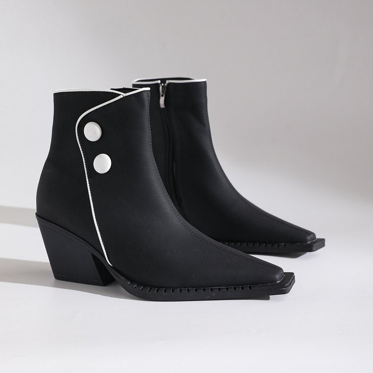 Women's Fall/Winter Platform Block-Heel Boots with Side Zipper