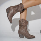 Women's Retro Pointed-Toe Chunky-Heel Boots for Autumn