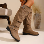 New Women's Mid-Heel Ruched Boots for Autumn/Winter