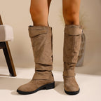 New Women's Mid-Heel Ruched Boots for Autumn/Winter