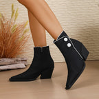 Women's Fall/Winter Platform Block-Heel Boots with Side Zipper
