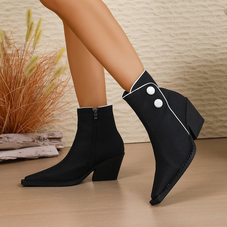 Women's Fall/Winter Platform Block-Heel Boots with Side Zipper