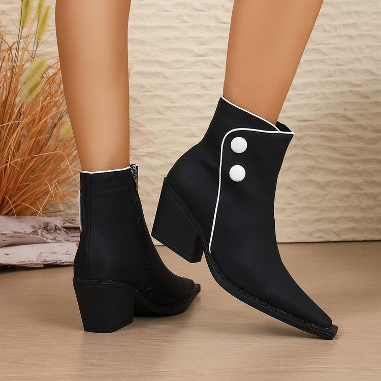 Women's Fall/Winter Platform Block-Heel Boots with Side Zipper